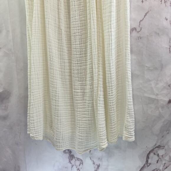 By Anthropologie Dress Womens Medium White Gauzy Cut Out Cover Up Maxi Tank - Picture 9 of 12